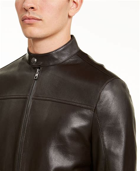 michael kors lightweight nylon racer jacket mens|Michael Kors men's leather jacket.